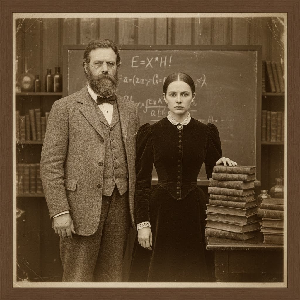 A black and white photograph of the Centre's founders, Lord Cuntwell and Dr. Atch.